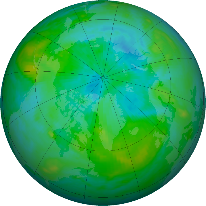 Arctic ozone map for 16 August 1992